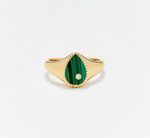 Load image into Gallery viewer, BABY CHEVALIERE POIRE MALACHITE OR JAUNE - Millo Jewelry

