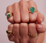 Load image into Gallery viewer, BABY CHEVALIERE POIRE MALACHITE OR JAUNE - Millo Jewelry
