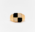 Load image into Gallery viewer, BAGUE MINI DAMIER ONYX OR JAUNE - Millo Jewelry
