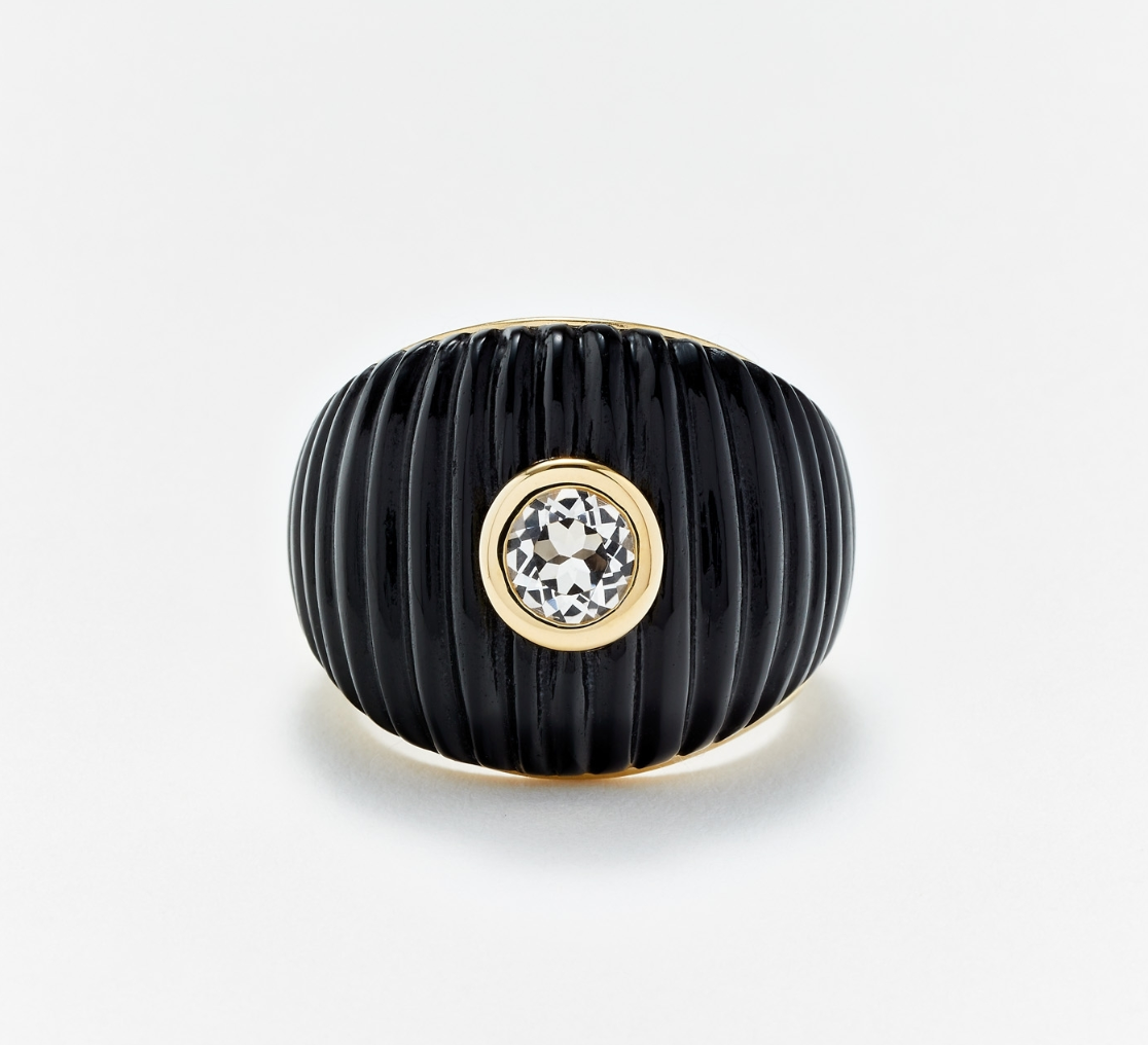 BAGUE MAXI BERLINGOT ONYX OR JAUNE - Millo Jewelry