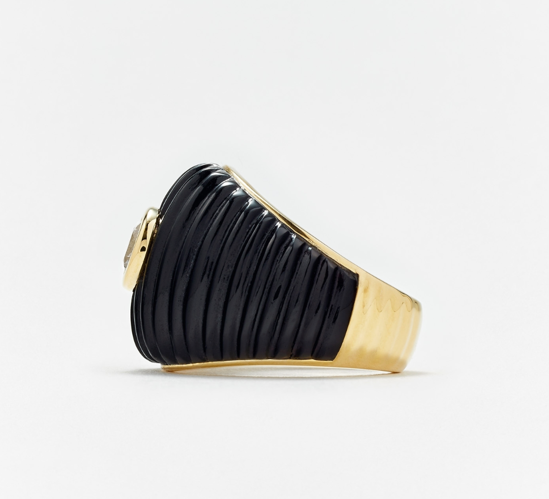 BAGUE MAXI BERLINGOT ONYX OR JAUNE - Millo Jewelry