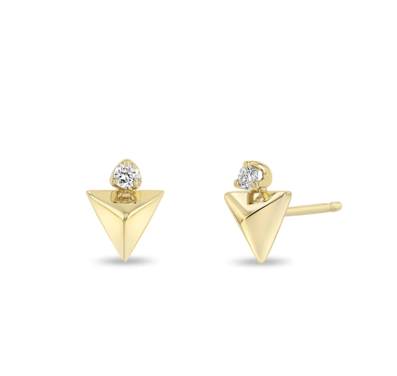 14K DIAMOND & TRIANGLE PYRAMID STUDS - Millo