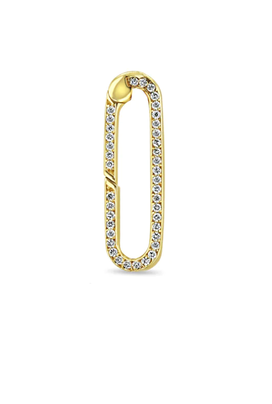 14K GOLD LARGE PAVÉ DIAMOND OVAL PUSH LOCK ENHANCER - Millo