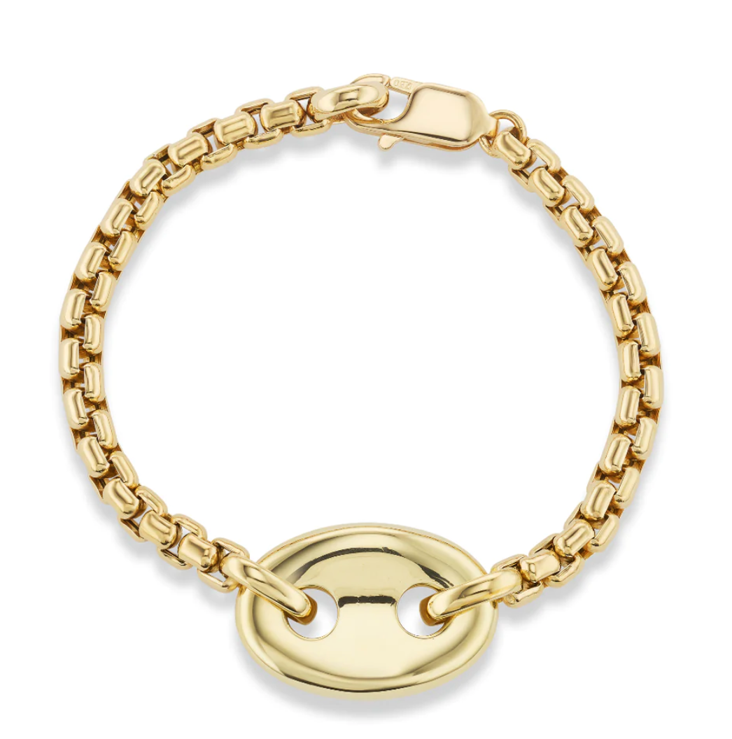 GOLD SINGLE STONE MARINER LINK BRACELET - Millo Jewelry