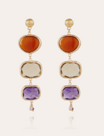 Load image into Gallery viewer, Silene earrings gold - Carnelian, Clear Yellow Calcite &amp; Amethyst - Millo 
