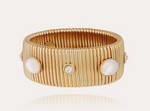 Load image into Gallery viewer, Strada bracelet large size gold - White Mother-of-pearl &amp; strass - Millo 
