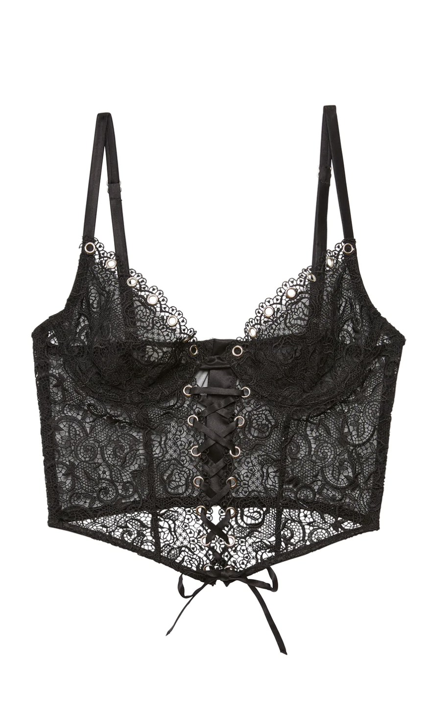 EYELET EMBROIDERY LACE UP BUSTIER - Millo