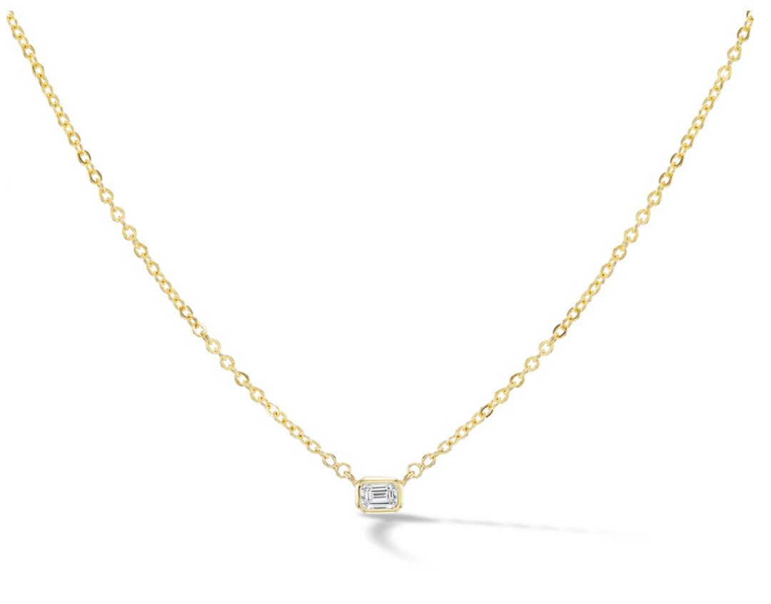 Solitaire Brill Chain Necklace- Emerald Cut - Millo 