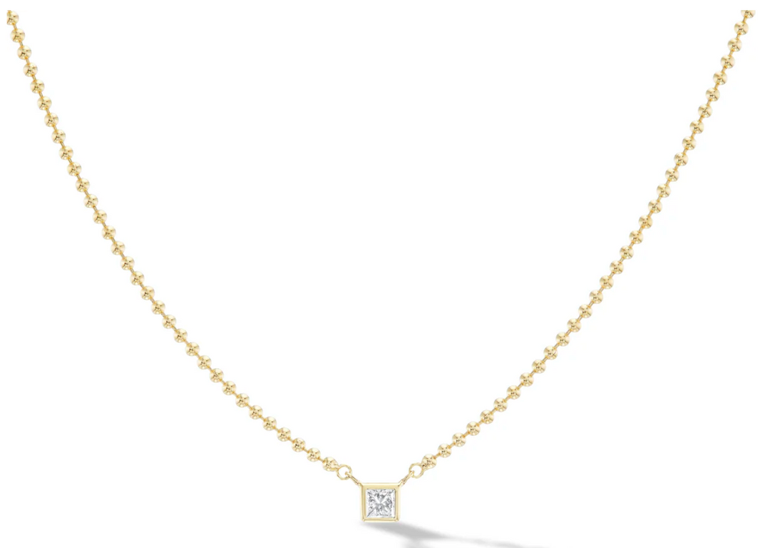 Solitaire Caviar Chain Necklace- Princess Cut - Millo 