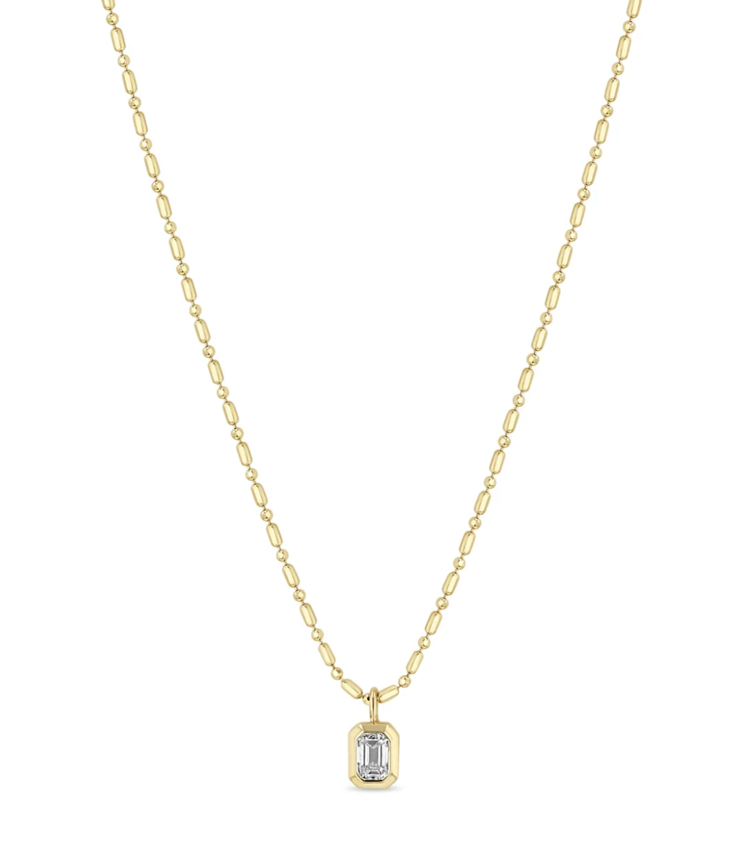 14KT EMERALD CUT DIAMOND TUBE BAR CHAIN NECKLACE - Millo