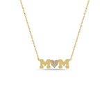 Load image into Gallery viewer, 14K MOM WITH PAVÉ DIAMOND HEART NECKLACE - Millo 
