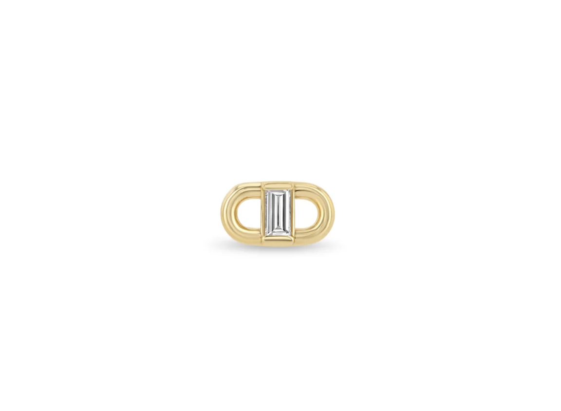 14K BAGUETTE DIAMOND OPEN LINK STUDS - Millo