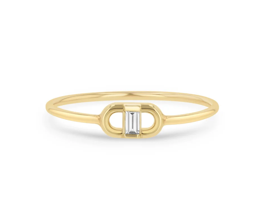 14K BAGUETTE DIAMOND OPEN LINK RING - Millo