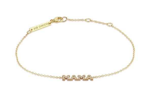 14KT  ITTY BITTY PAVÉ DIAMOND MAMA BRACELET - Millo