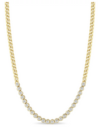 Load image into Gallery viewer, 14K DIAMOND BEZEL TENNIS SEGMENT SMALL CURB CHAIN NECKLACE - Millo 
