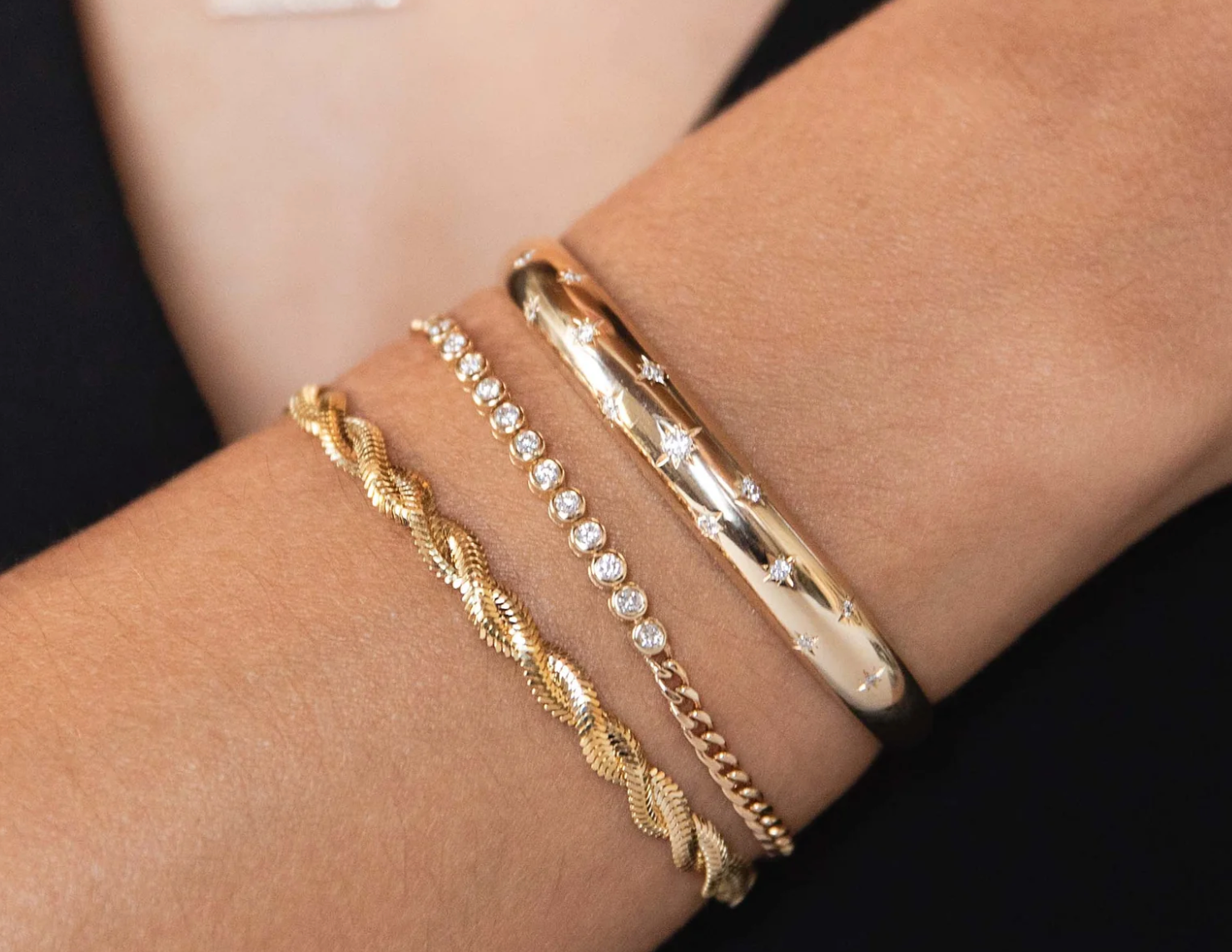 14K DIAMOND BEZEL TENNIS SEGMENT CURB CHAIN BRACELET - Millo