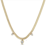 Load image into Gallery viewer, 14K PEAR &amp; PRONG DIAMOND SNAKE CHAIN NECKLACE - Millo 
