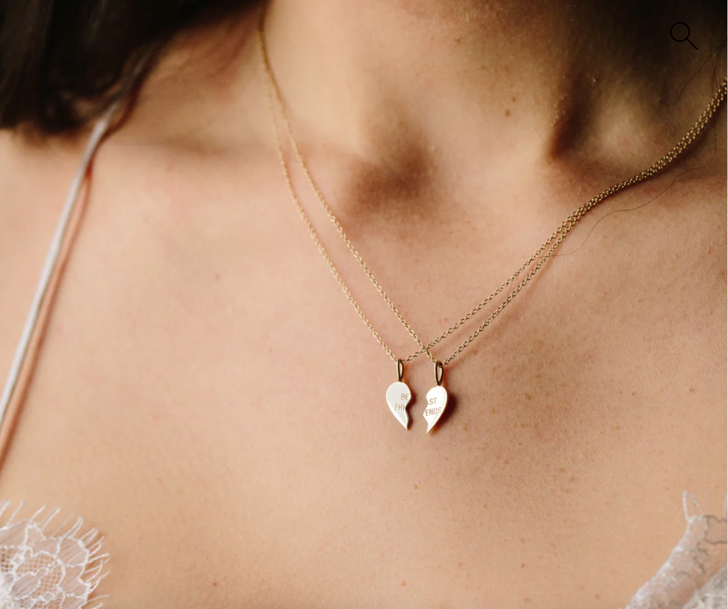 14K MIDI BITTY BEST FRIENDS HEART NECKLACE SET
