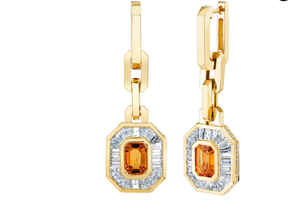 YELLOW SAPPHIRE & DIAMOND HALO MINI DECO DROP EARRINGS