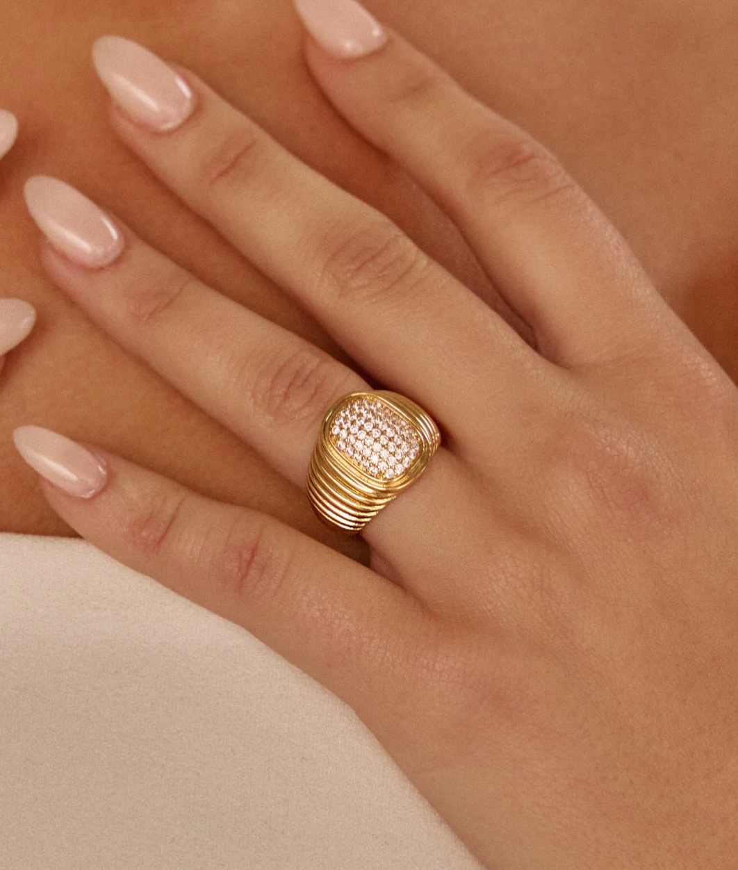 The Pave Oval Bezel Ring