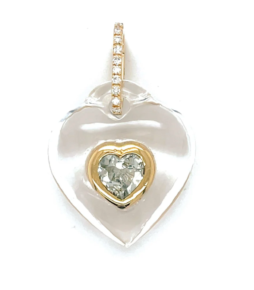 Crystal Heart Pendant - Green Amethyst