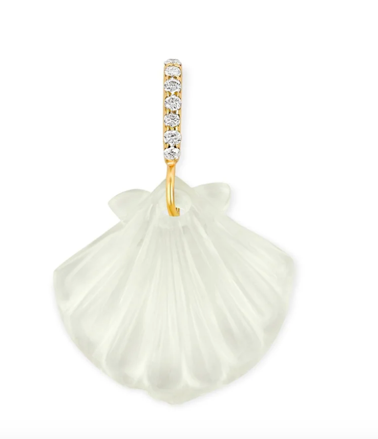 Green Amethyst Scallop Shell Pendant