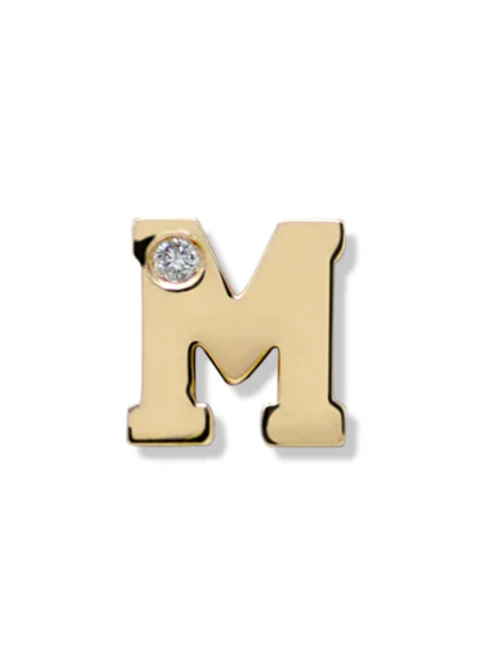 Love Letter Single Diamond Initial Stud