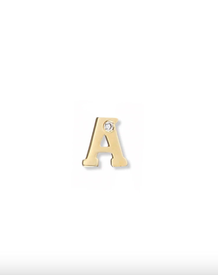 Love Letter A Single Diamond Initial Stud