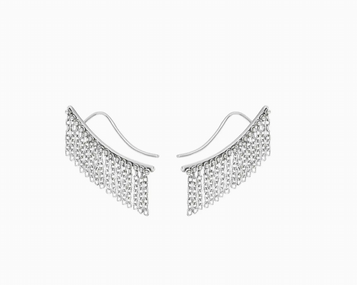 Short Chainfall Earrings, white gold