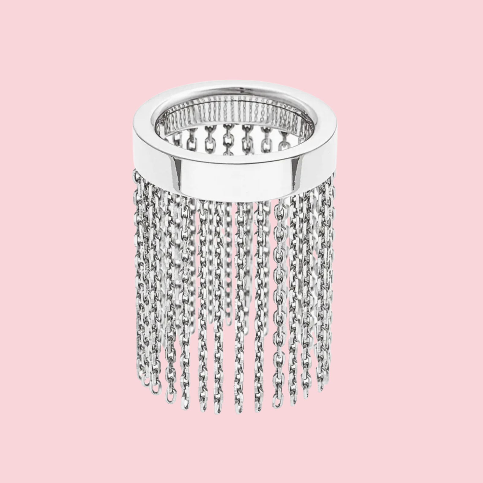 Short Chainfall Ring, white gold