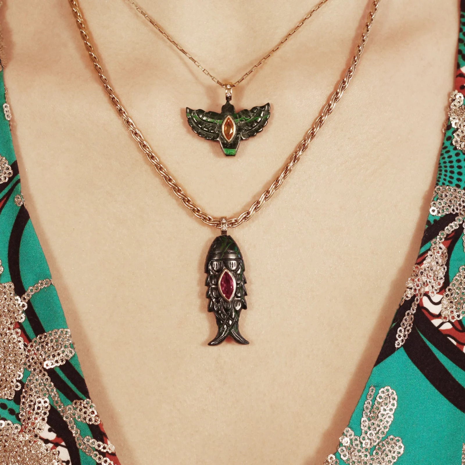 Malachite Fish Pendant