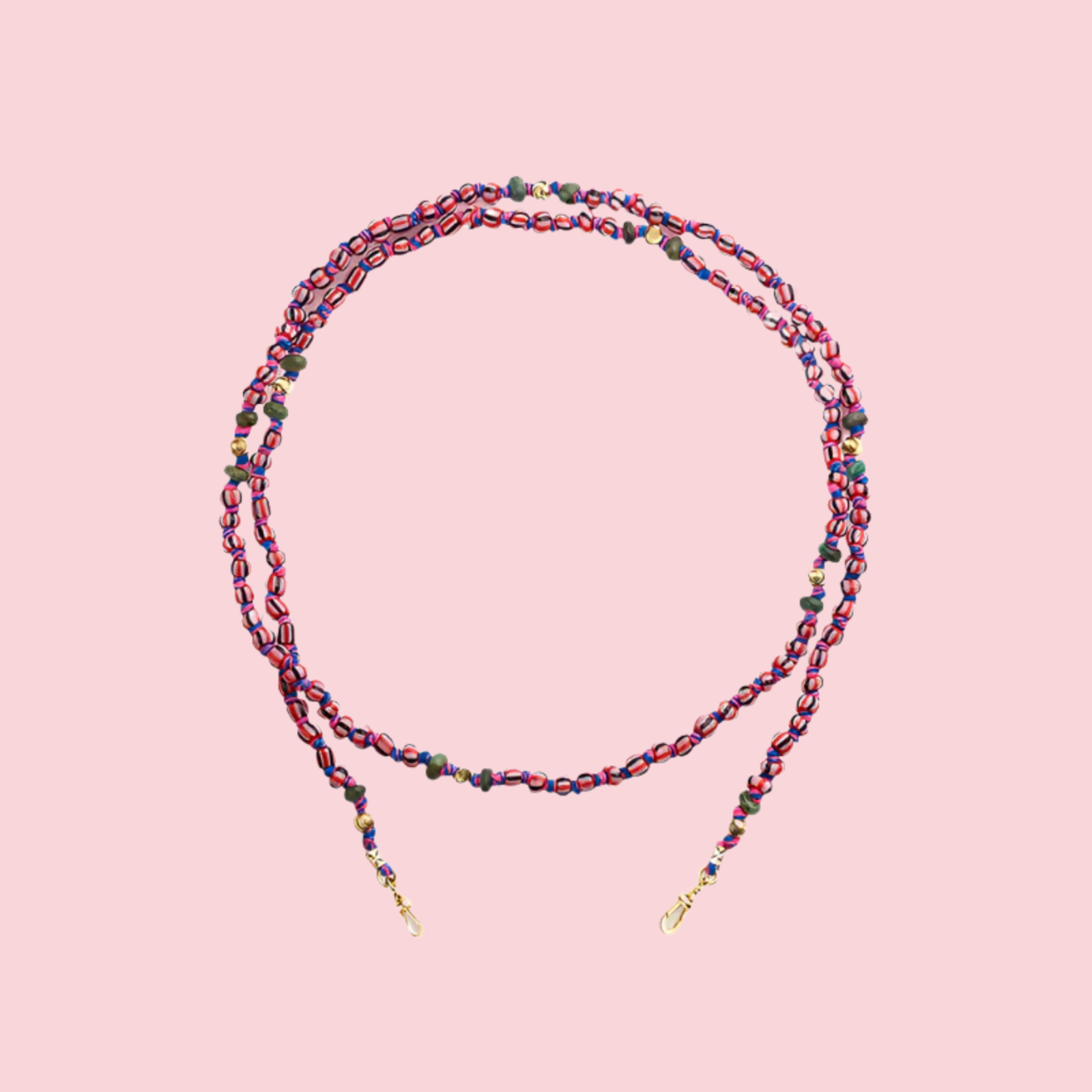 MAULI BEADS GHANA BLACK & PINK 35CM