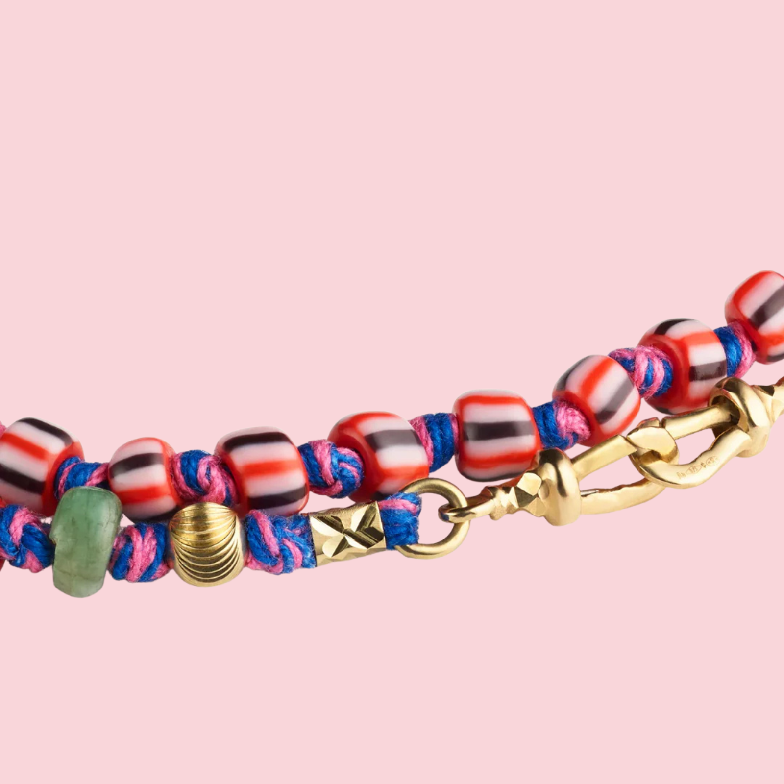 MAULI BEADS GHANA BLACK & PINK 35CM
