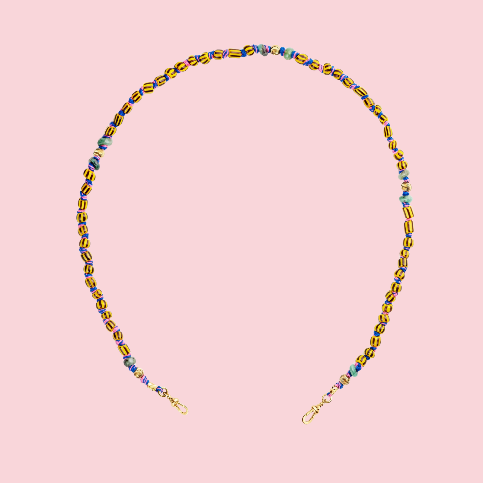 MAULI BEADS GHANA YELLOW & BLACK 35CM
