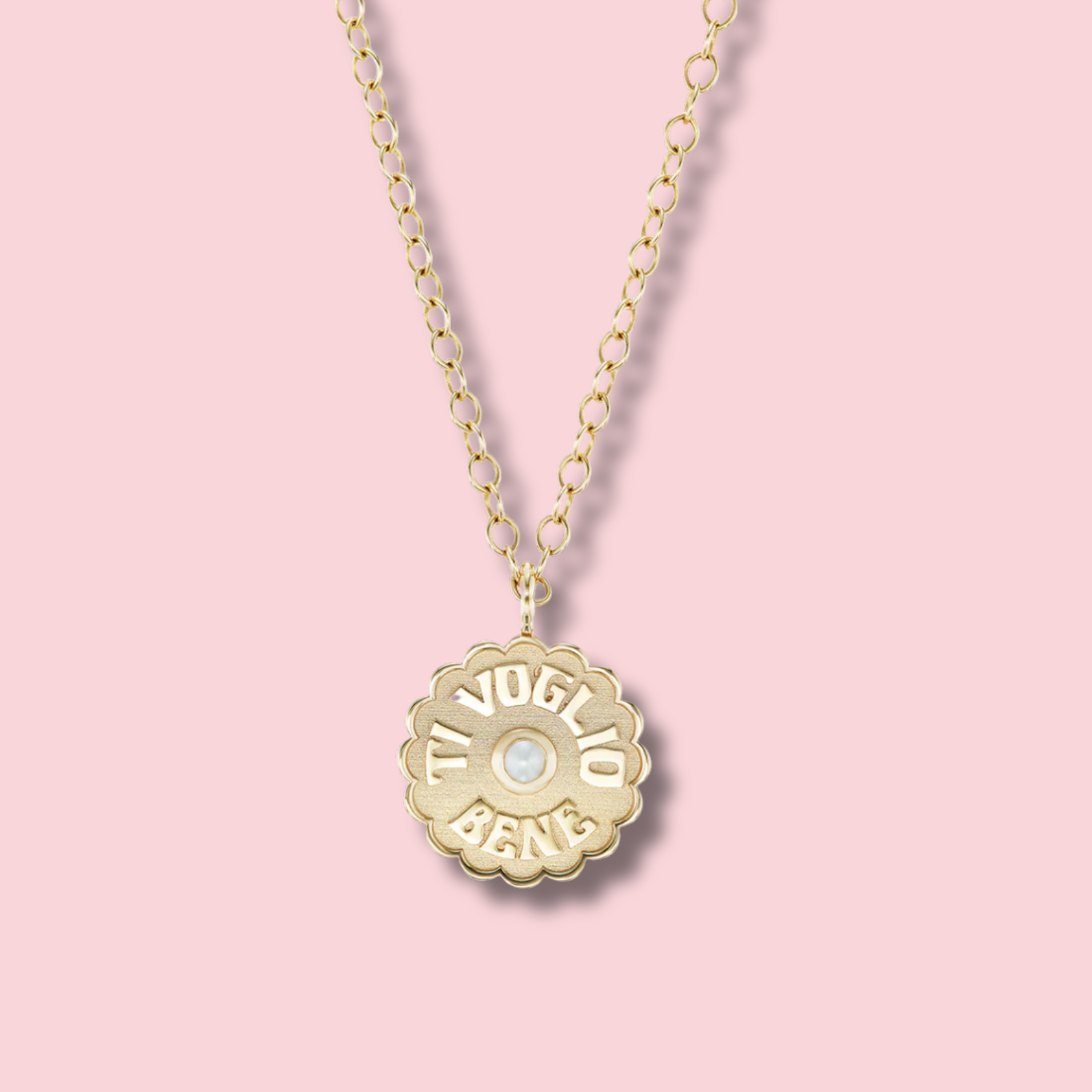 MINI RAISED GOLD TI VOGLIO BENE PEARL NECKLACE