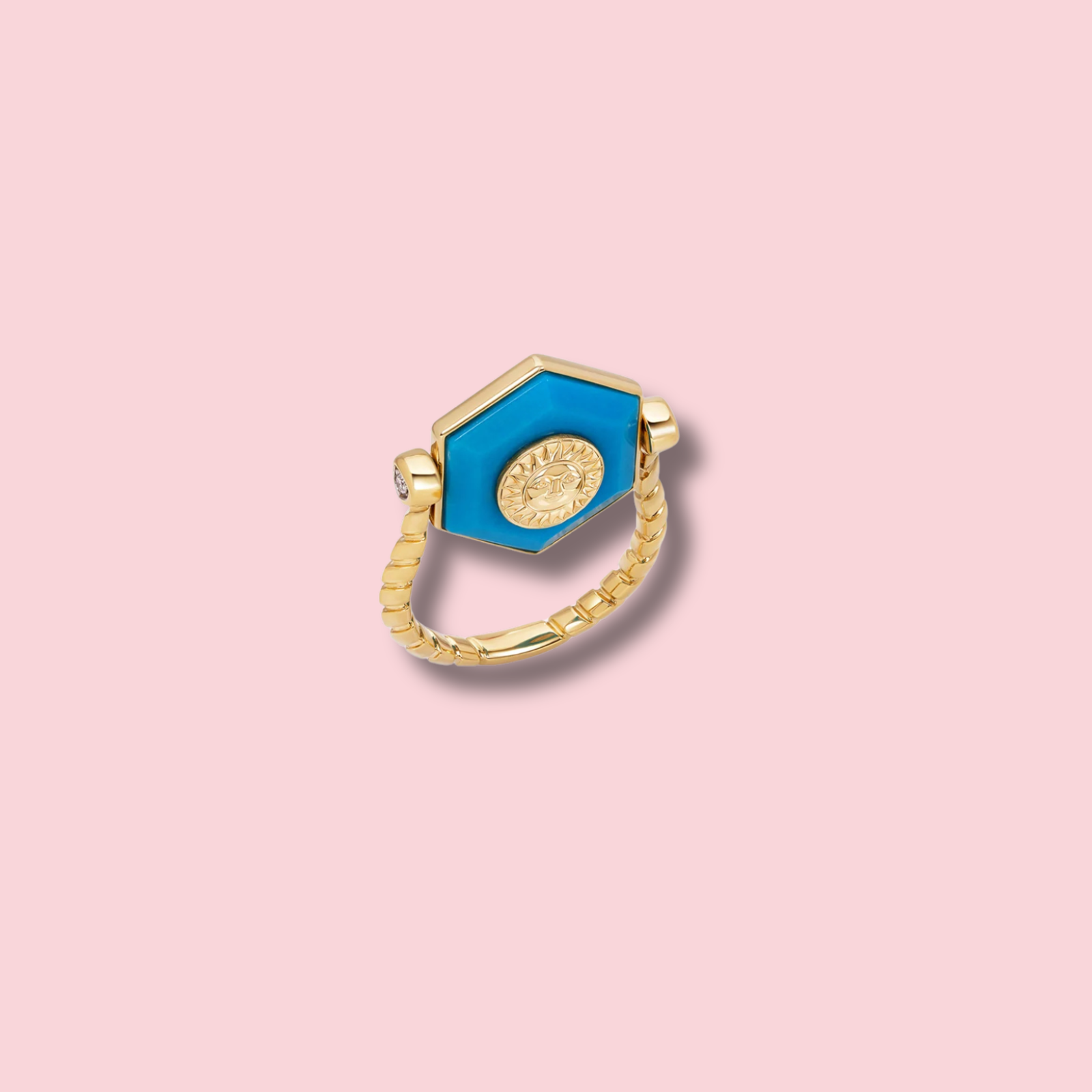 Soleil Turquoise Hexagon Flip Ring