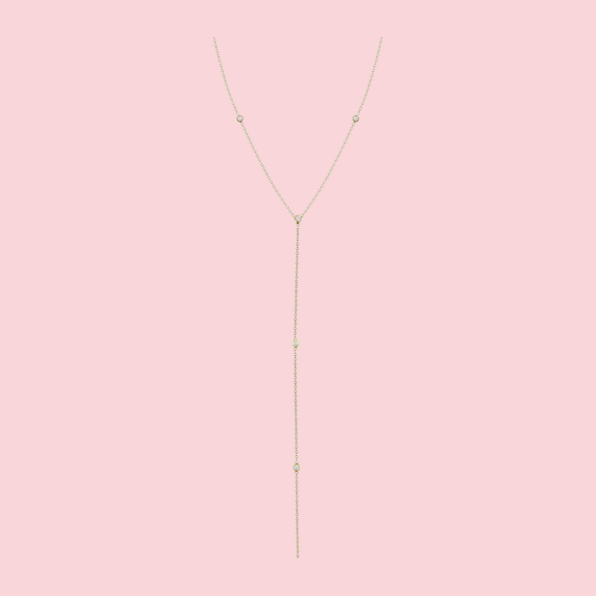 14k Floating Diamonds Station Lariat