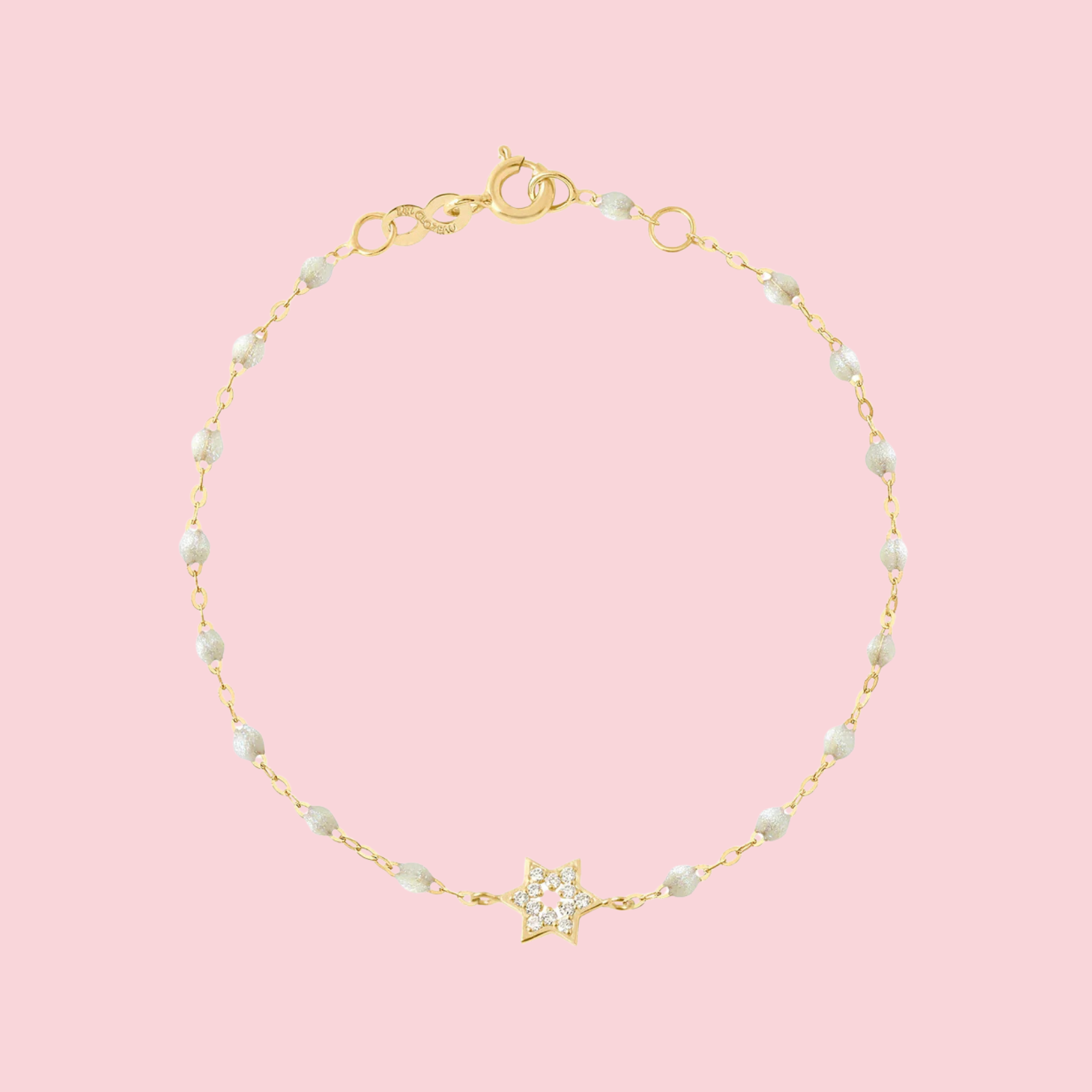 Star of David Classic Gigi Silver Diamond Bracelet - Yellow Gold 6.7"
