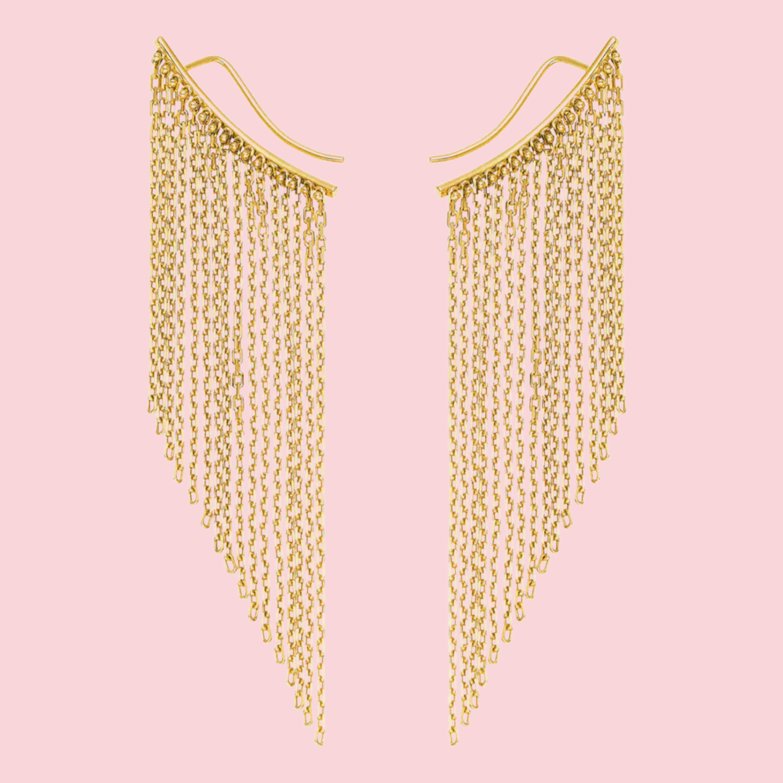 Mid Chainfall Earrings, yellow gold