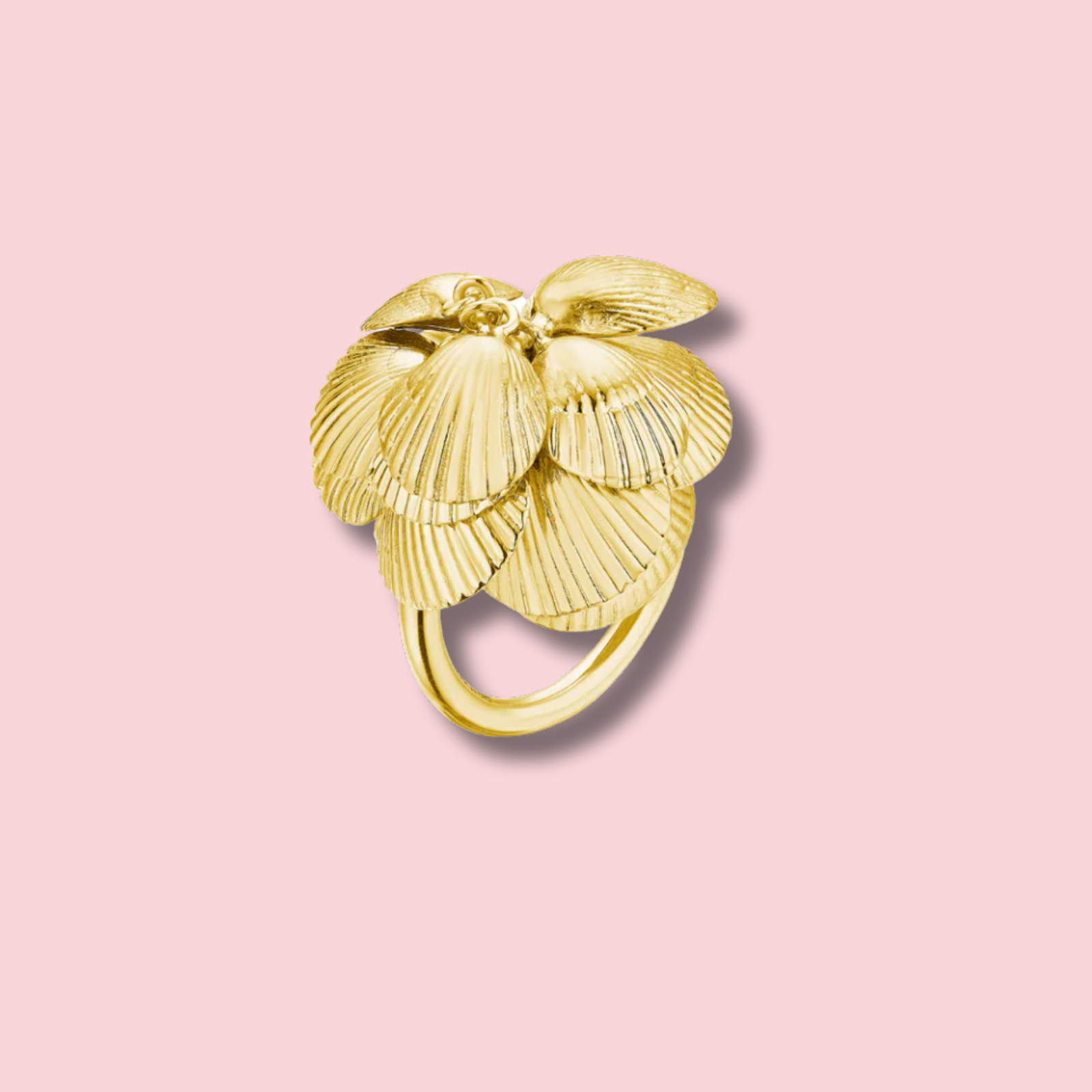 Yellow Gold Shell Charm Ring