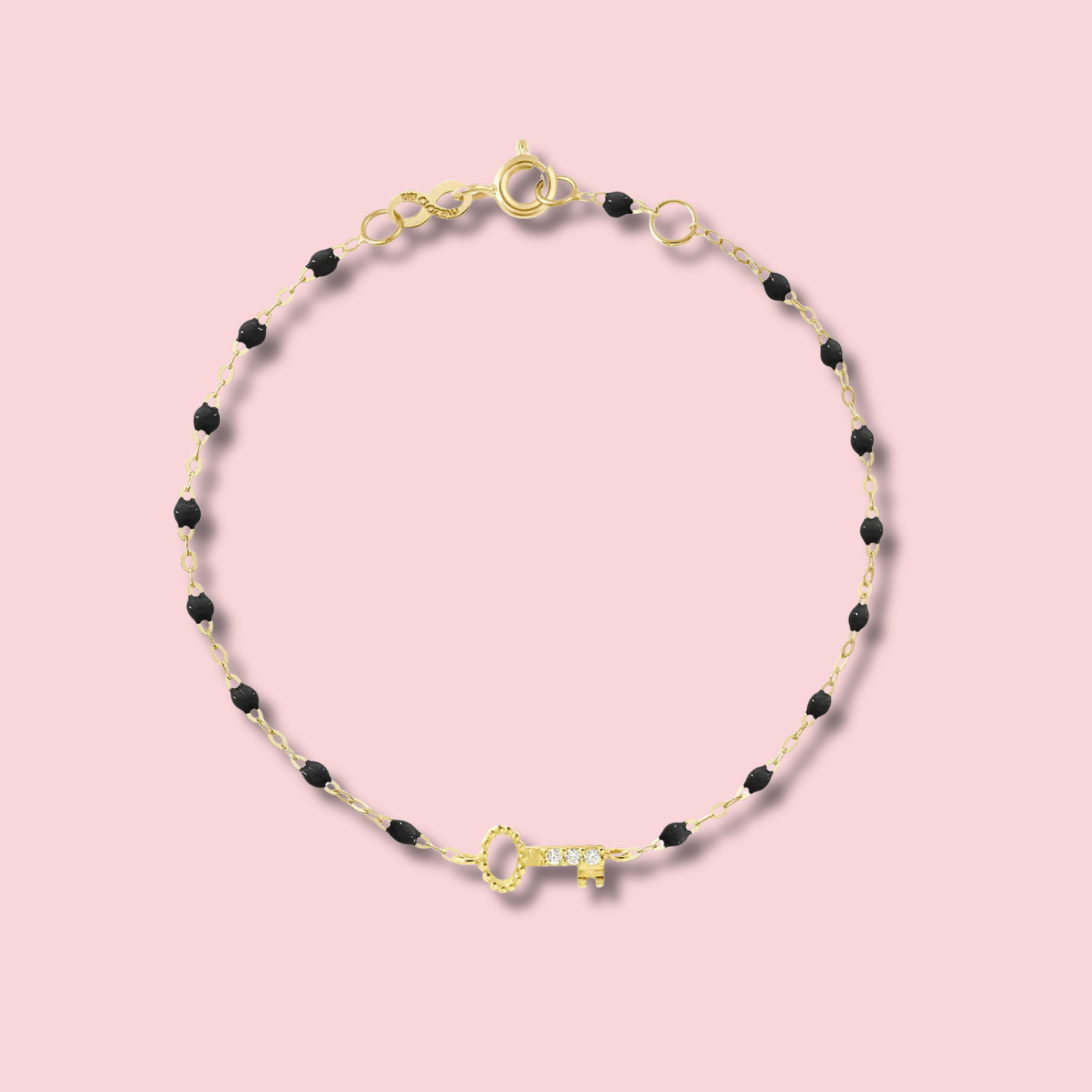 Key Diamond Bracelet, Yellow Gold, 6.7"