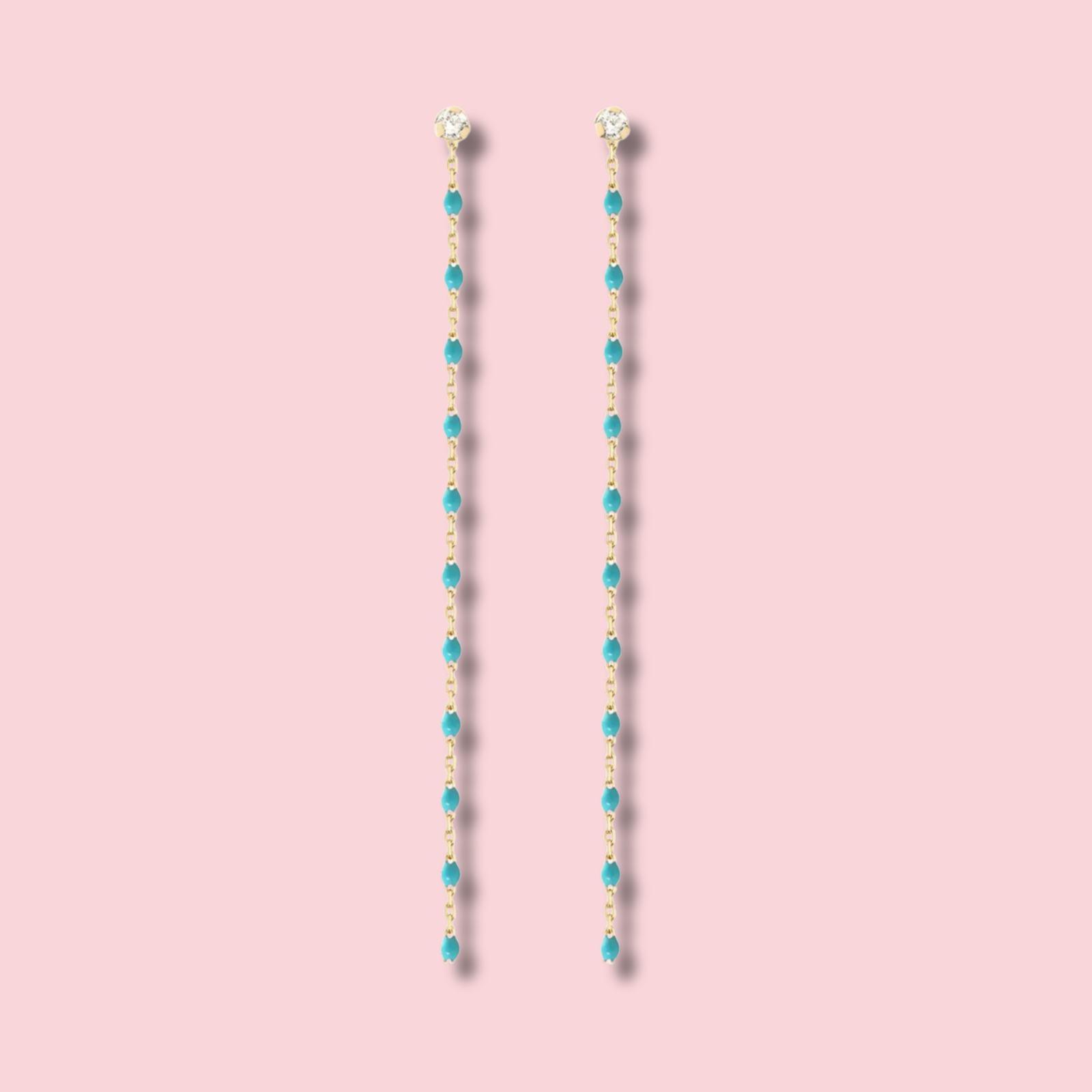 Mini Gigi Party Turquoise Green diamond earrings, Yellow Gold
