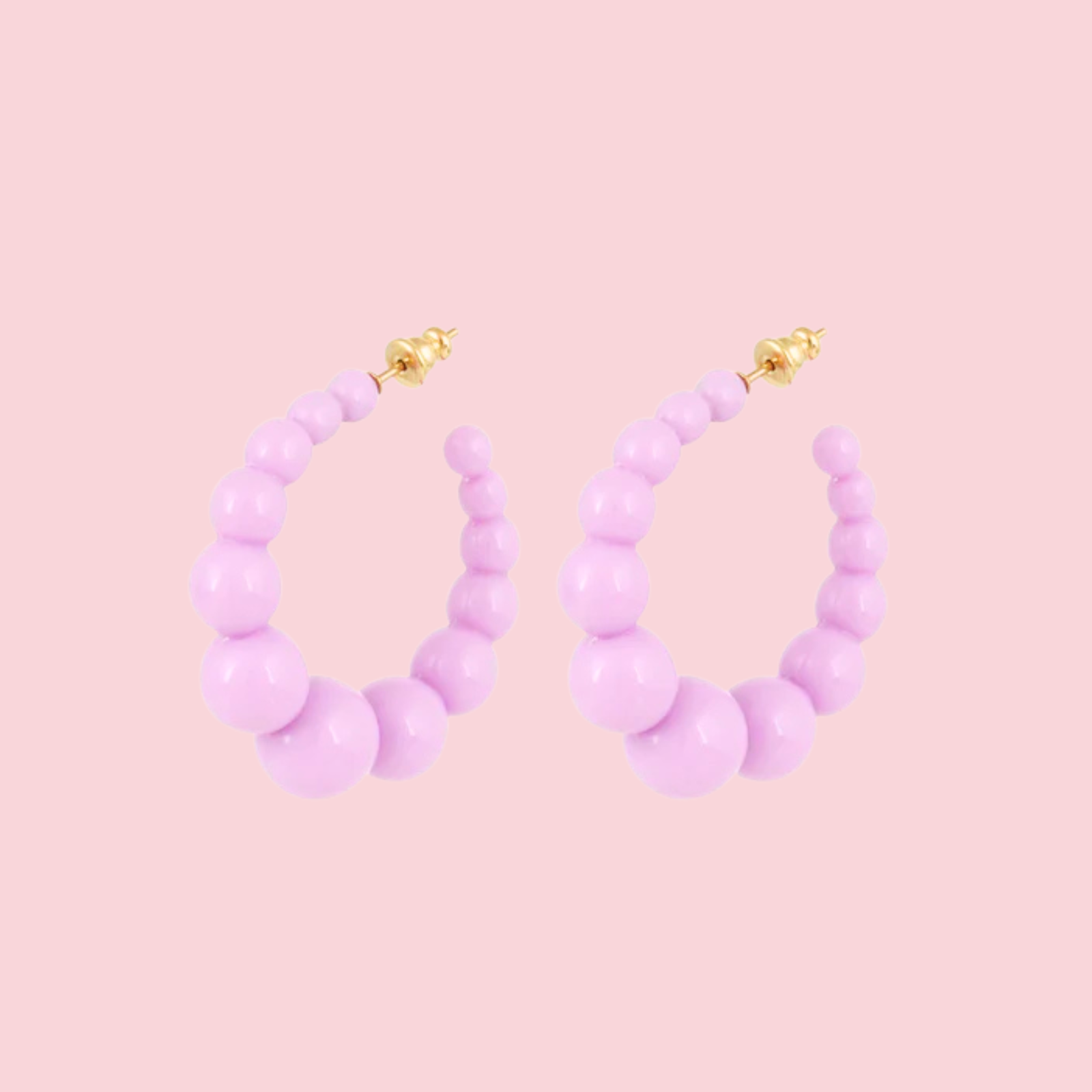 Andy hoop earrings small size acetate gold - Purple