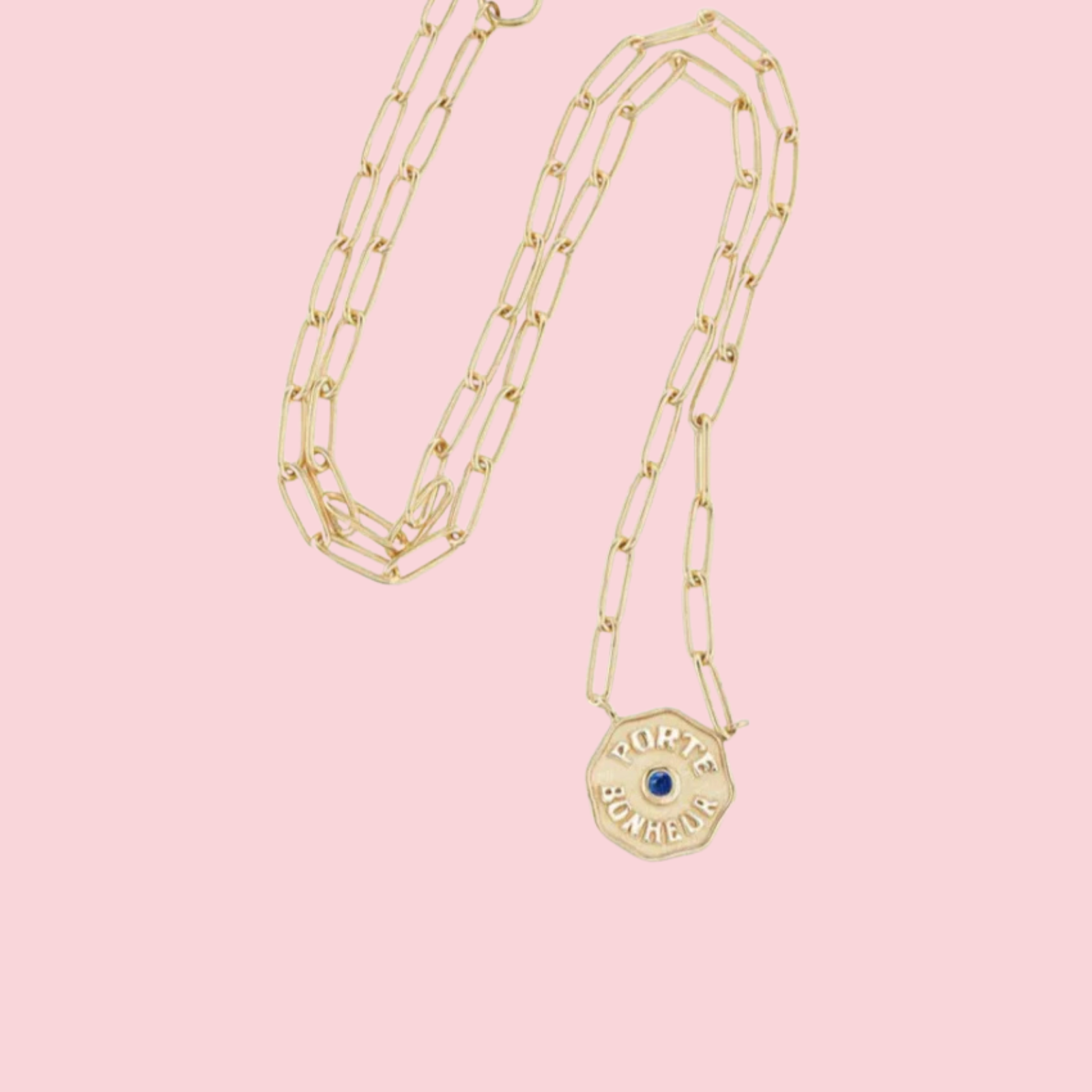 PETITE PORTE BONHEUR RAISED GOLD BLUE SAPPHIRE