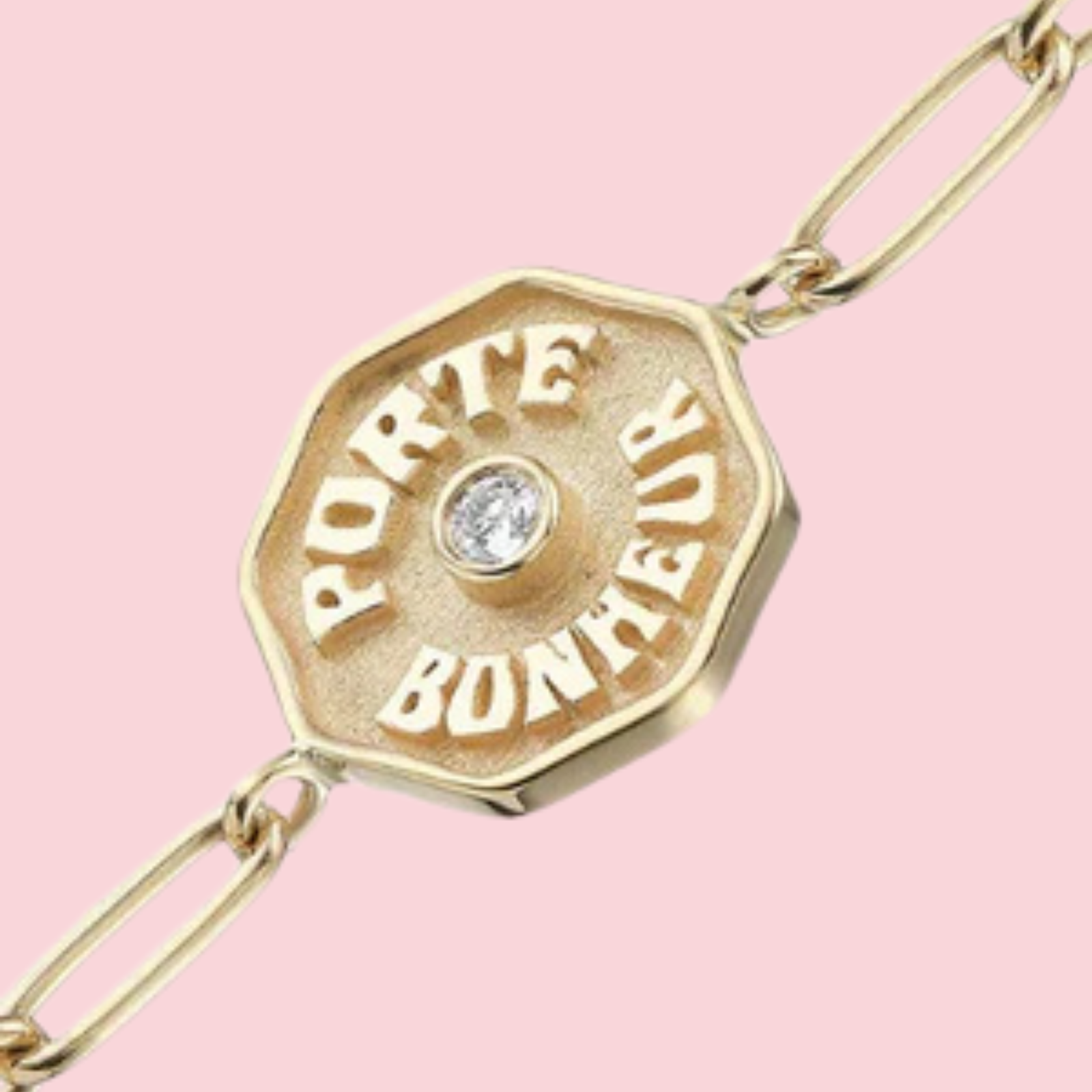 Petite Porte Bonheur Raised Gold White Diamond