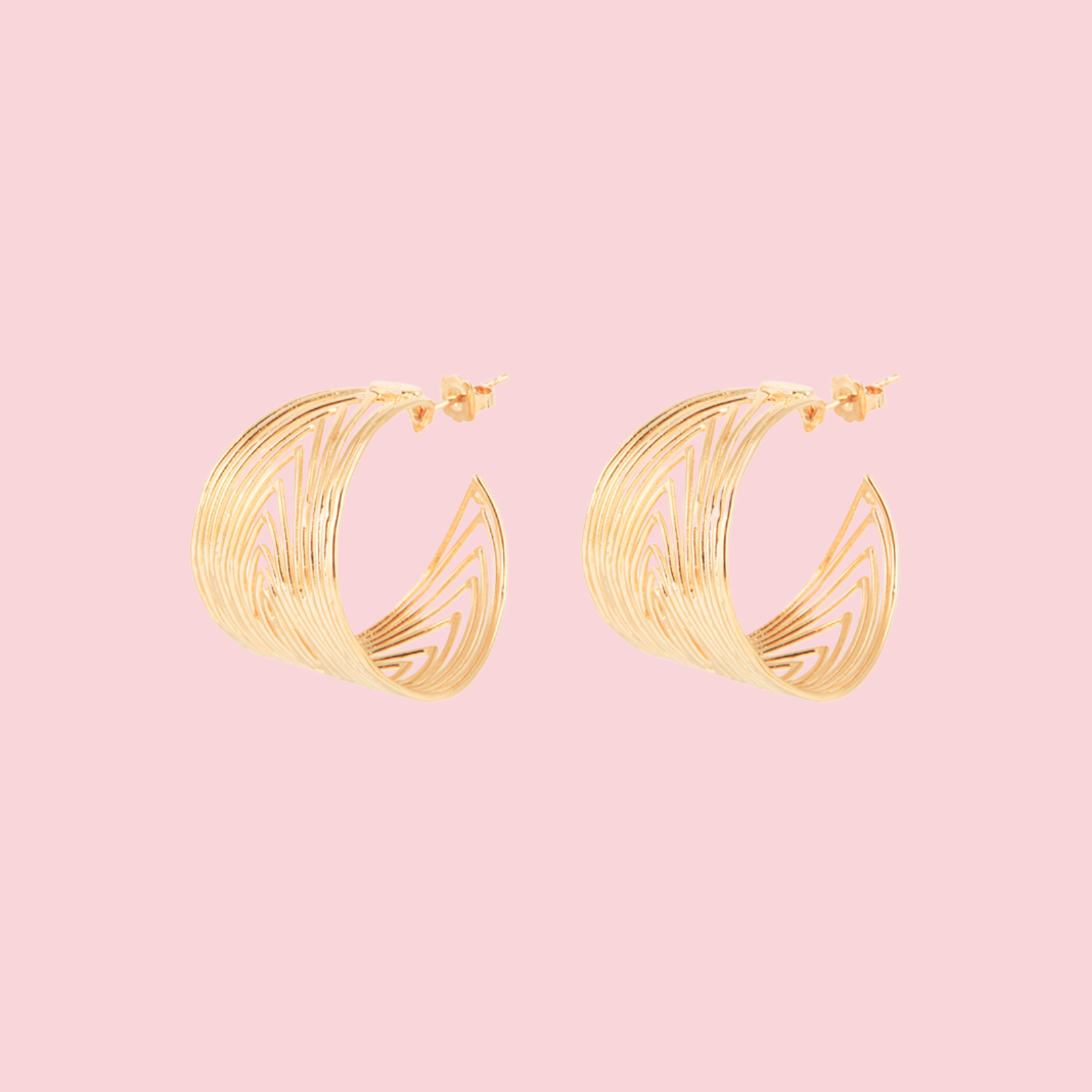 Wave hoop earrings gold