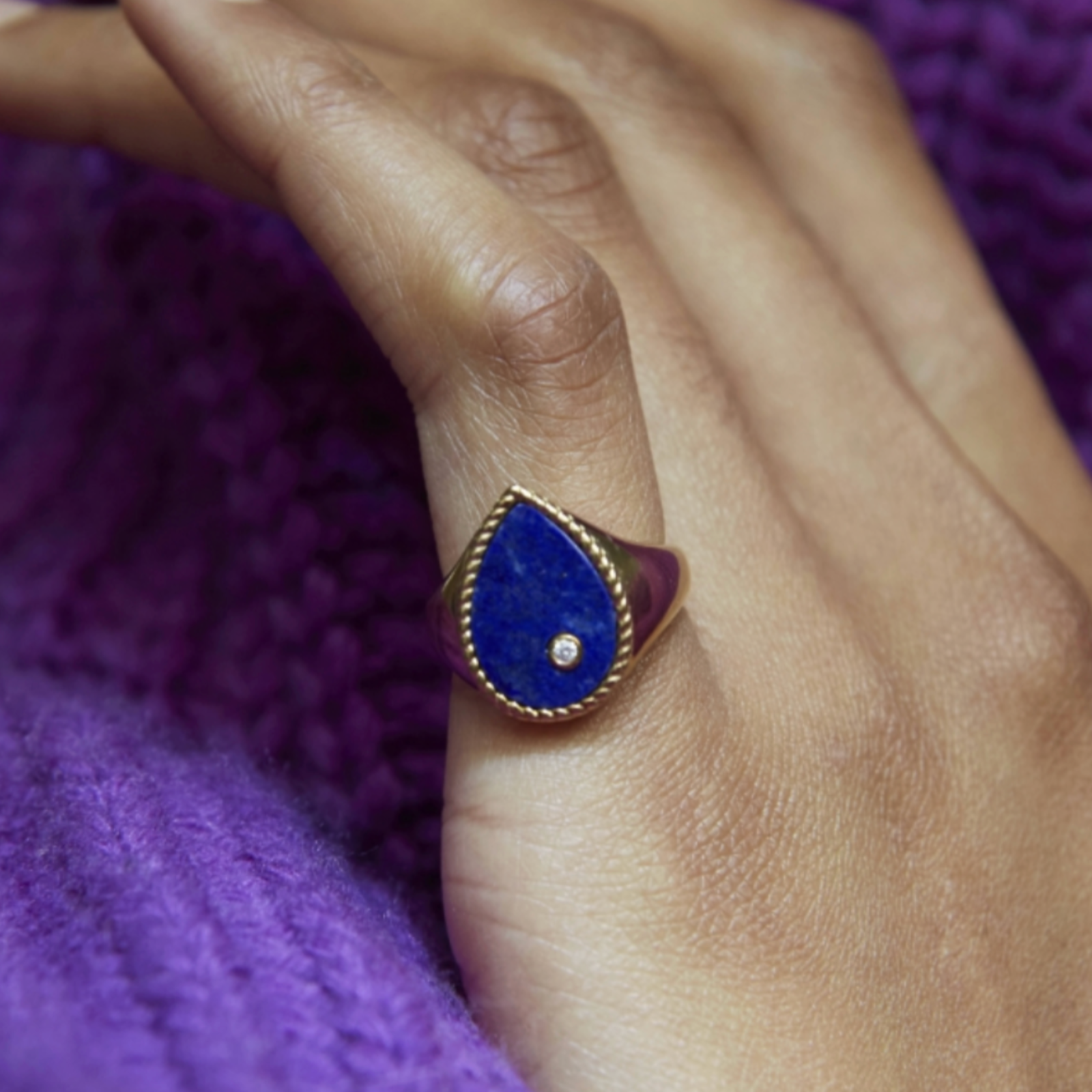 Chevaliere Poire Lapis Lazuli