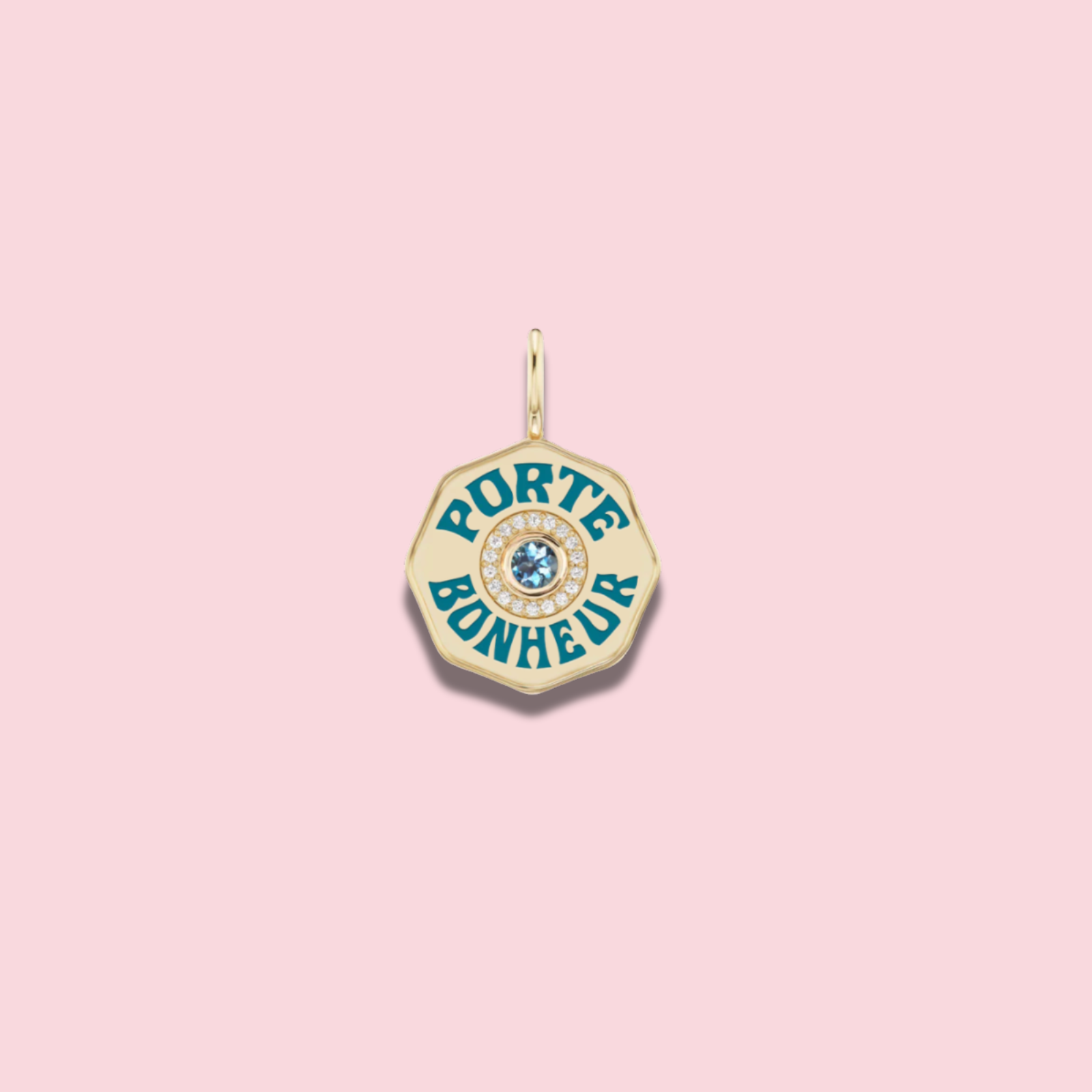 Mini Porte Bonheur Halo Teal Enamel Alexandrite