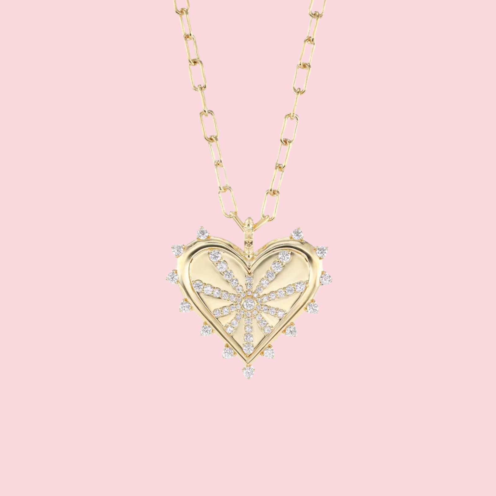 Spiked Heart Pavé Necklace