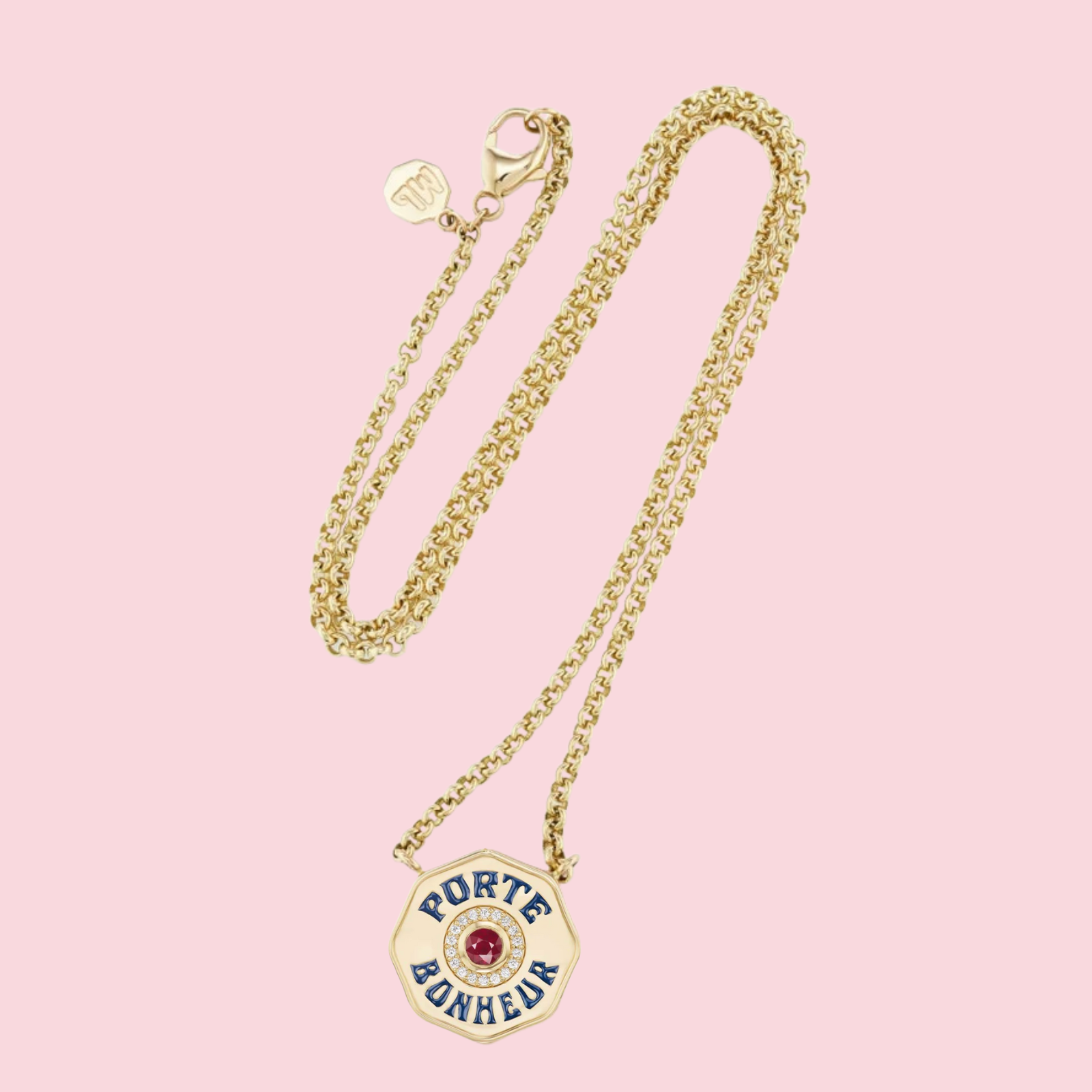 Mini Red Ruby Porte Bonheur Necklace
